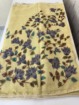 Tissue linen saree with applique work MLS5478