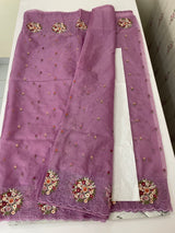 Organza saree with embroidery borders- MS7891