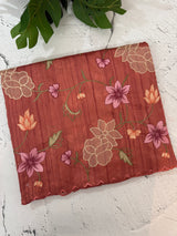 Blended tussar saree with applique work and embroidery MTSS451 DarkPeach