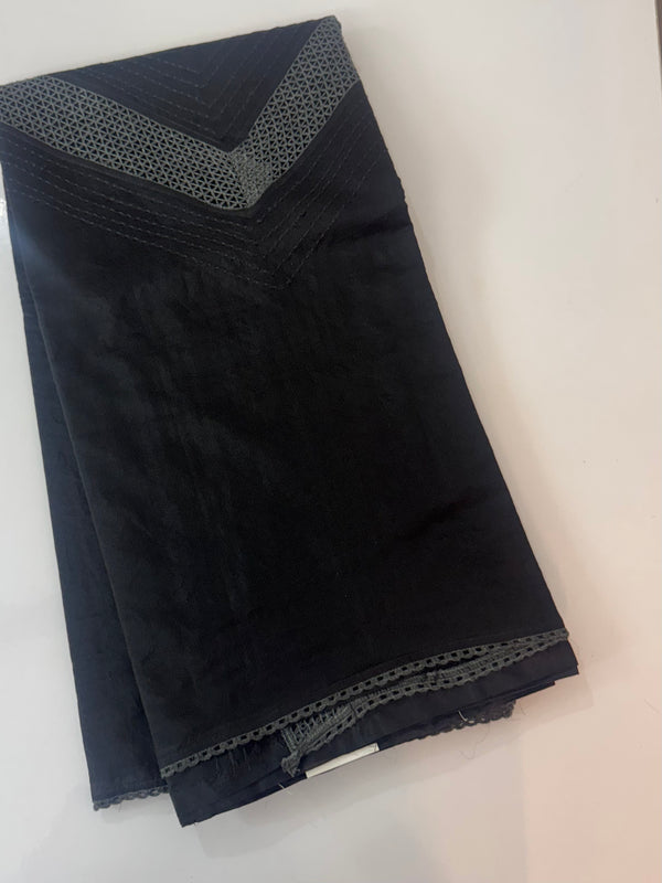 Supernet saree with crochet work and lace border MCJ5433 (V shape Crochet)