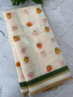 Semi linen saree with digital prints  MLS8765