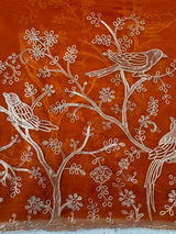 Silk organza saree with metallic zari work - MS14634 Orange