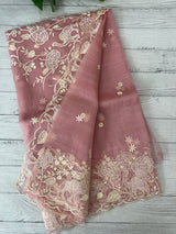 Tissue Organza saree with embroidery work MS15727