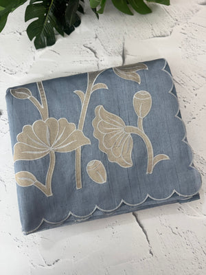 Blended Tussar silk saree with tissue applique work- MSH193 DuskyBlue