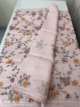 Silky kota saree with cross stitch embroidery MS9832 PastelPink