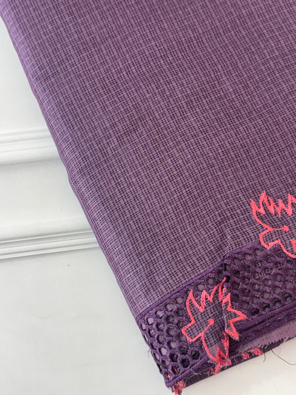 Kota checks saree with cutwork border MCBV39- Mauve