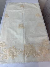 Mul chanderi applique work saree  MSH115 - Offwhite to Beige