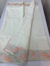Silky kota embroidery saree MS16418 - Offwhite