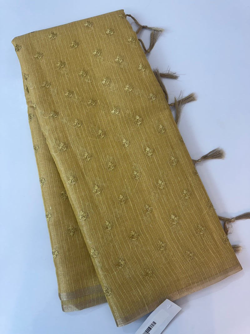 Tissue Silk embriodery saree MS49888- DuskyYellow