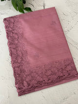 Blended tussar saree with cutwork - OnionPink