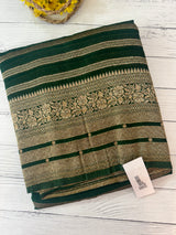 Semi banarasi Khaddi Georgette saree - MS1499 DarkGreen