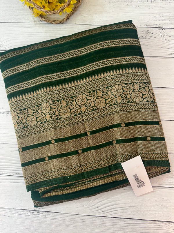 Semi banarasi Khaddi Georgette saree - MS1499 DarkGreen