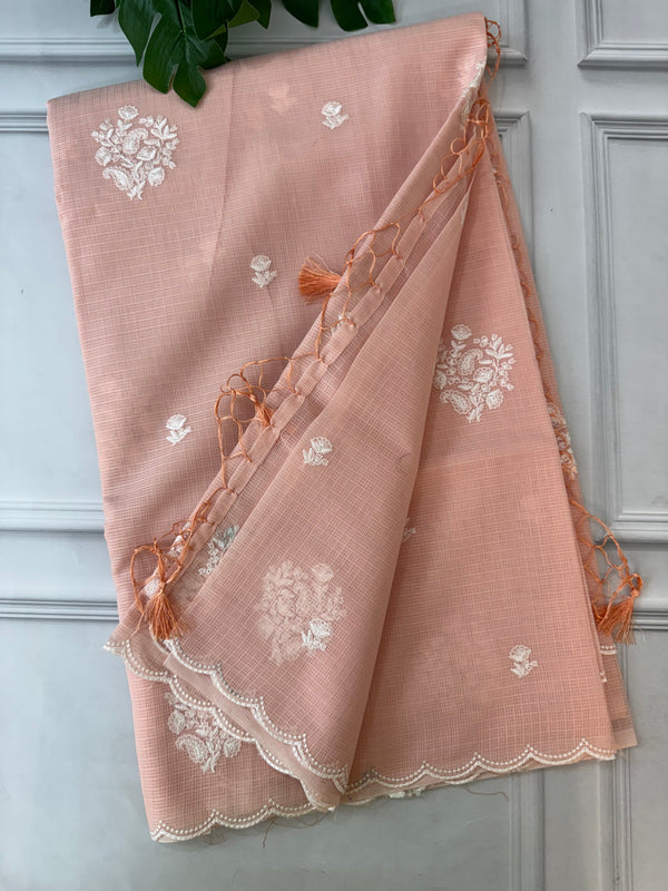 Soft kota checks saree with embroidery BFW497