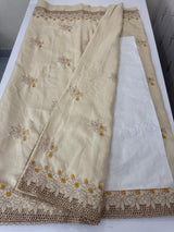 Soft crepe tussar silk saree with embroidery and cutwork MSH207