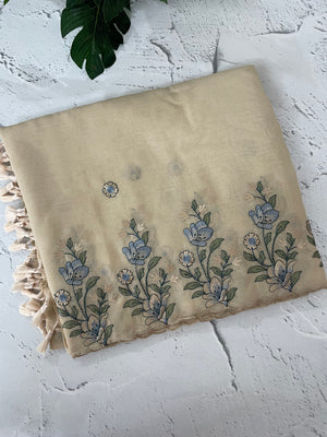 Soft crush chiffon saree with embroidery MCH390