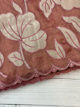 Dual tone Crush silk Organza Applique work saree MS14567- DuskyPeachPink