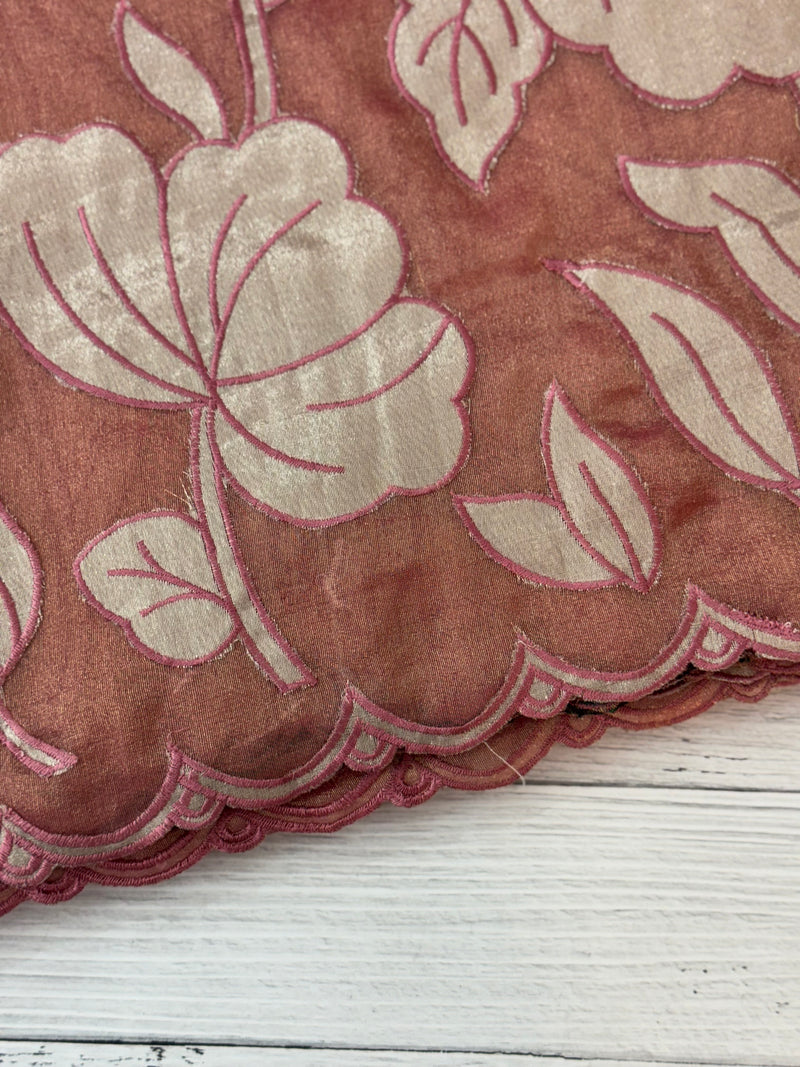 Dual tone Crush silk Organza Applique work saree MS14567- DuskyPeachPink