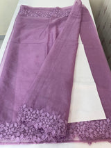 Soft Organza saree with embroidery borders - MSH5777 Lavender