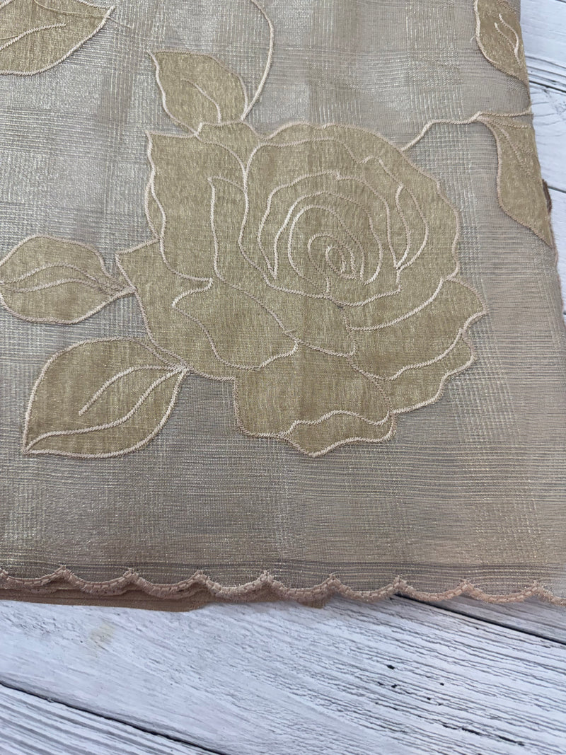 Tissue Silk applique work saree MSH133 Design 1- CloudGrey