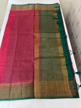 Jute silk sarees with contrast pallu & blouse MJL396