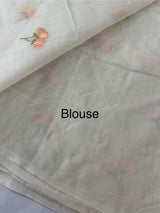 Mul chanderi saree with embriodery MSH114- Peach flowers