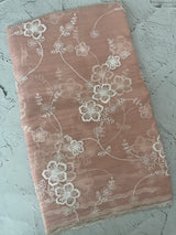 Crush Tissue Organza saree with embroidery - MS14799 PastelPeach