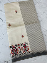 Blended tussar silk saree with embroidery- MSH490