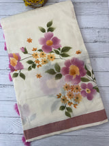 Kerala cotton saree with floral prints