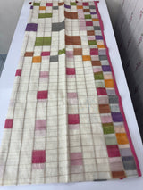 Semi chanderi saree with multi color checks- MSF334