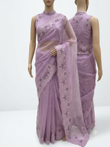 Cutwork Glass organza saree with Blouse MOS453 Lavender