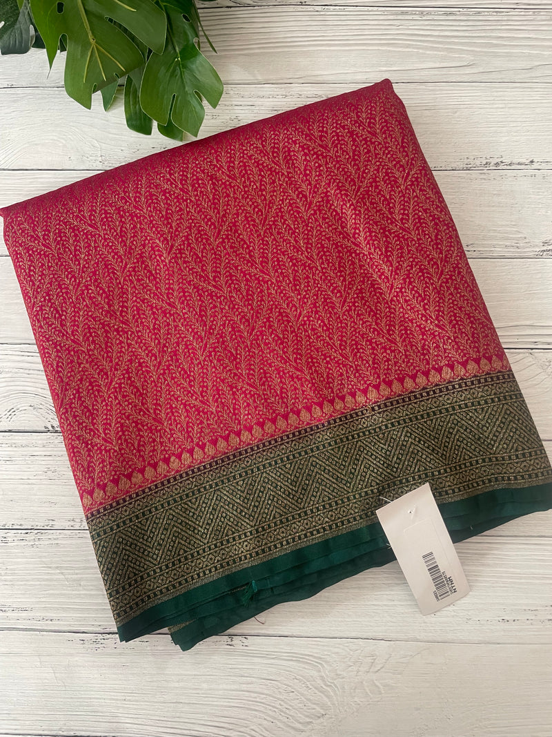 Banarasi semi katan saree with contrast border SHKNTNM