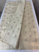 Blended tussar saree with zari embriodery - MS8665 (4) Pearl Cream