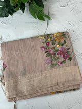 Soft Tissue linen Silk embriodery saree MS49876