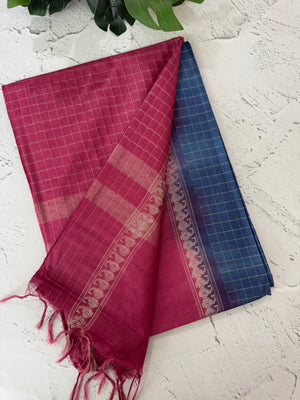 Bhagalpuri Semi tussar saree with contrast retta pattu borders and blouse -MS895(7)