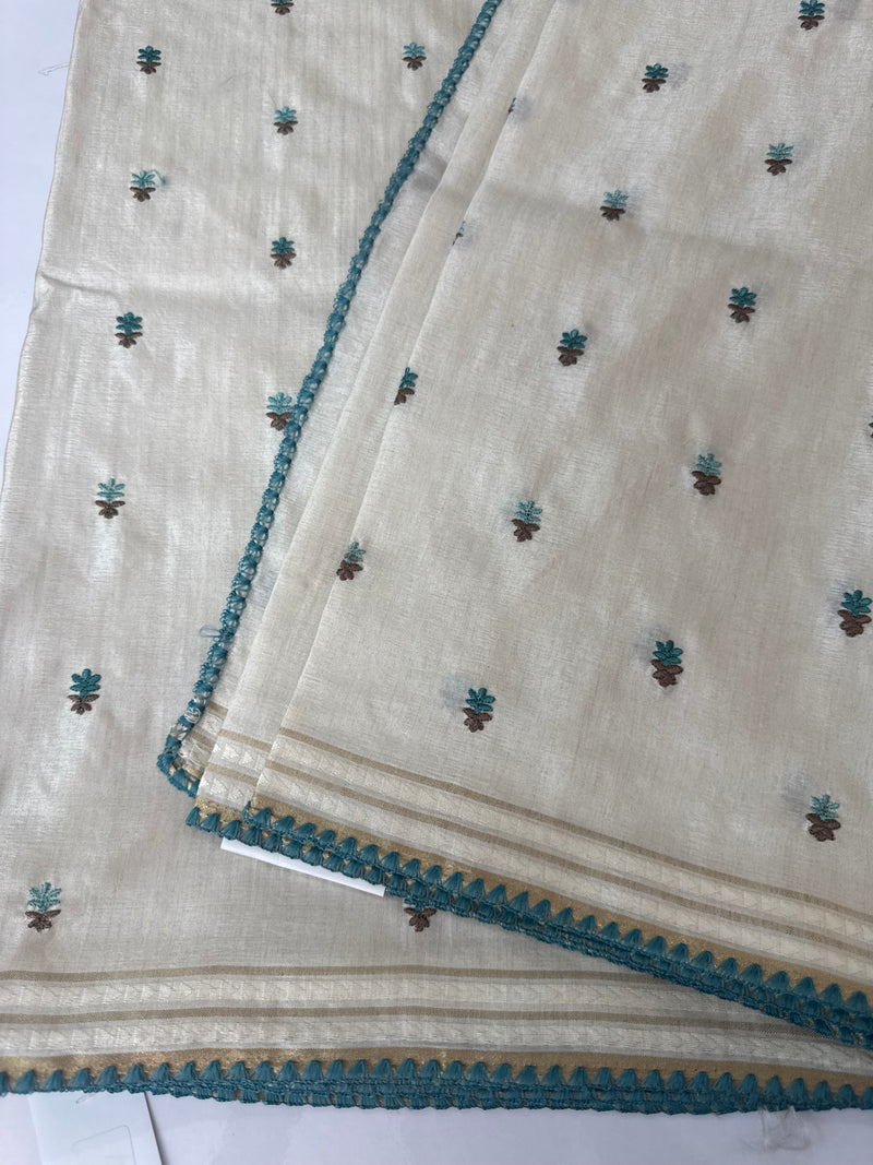 Blended soft tussar saree with thread work MTS9965