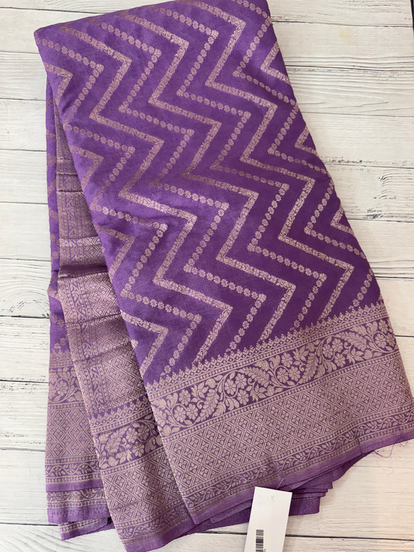 Semi Banarasi Georgette saree MKGS721 Lavender