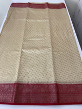 Semi Banarasi crepe saree with small buttas and brocade blouse- MS14667