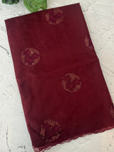 Organza saree with embroidery - MSH375 Maroon