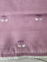 Soft kota checks saree with embroidery - MS9898 Lilac