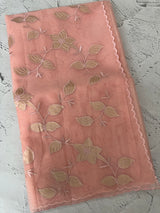 Viscose Organza saree with applique work-MSH238 PeachPink
