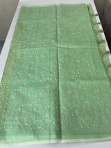 Moonga checks saree with embroidery MSH219