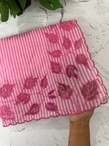 Striped Mul chanderi saree with net applique borders MSH987