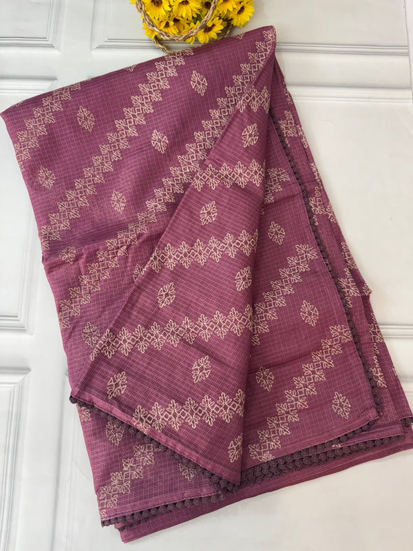 Soft kota silk saree with embriodery MS14808 DrakOnionPink