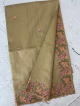 Blended tussar saree with cutwork border- MSHK695