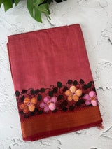 Checks Semi tussar saree with hand painting MS3432