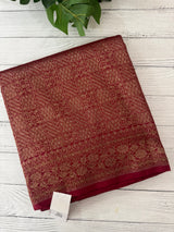 Semi katan Banarasi saree in antique zari weaving - MSKB899 MaroonRed