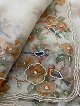 Handworked glass organza saree with floral digital prints- MS15737