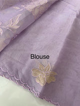 Viscose organza saree with applqiue work - MSH238 Lavender