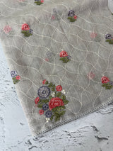 Semi linen saree with embroidery- MS15167