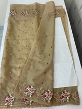 Organza saree with embroidery borders- MS7891